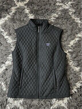 Cutter & Buck Washington Huskies NCAA Quilted Vest Mens Size Medium Black